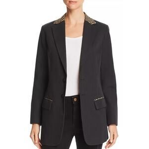 Current/Elliott Oversized Blazer Leopard Collar Womens Sz 2 Black